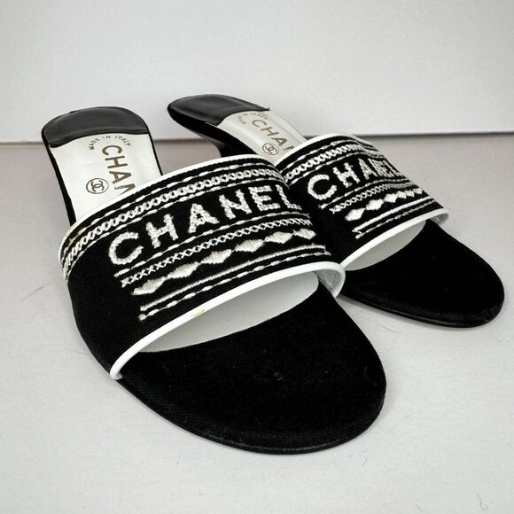 CHANEL Embroidered Slides - Picture 1 of 14
